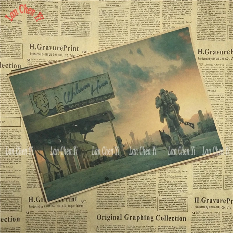 Fallout Классическая игра крафт-бумага Плакат Бар Кафе гостиная столовая настенные декоративные картины