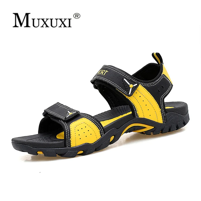 

men sandals slippers genuine leather cowhide male summer shoes outdoor casual suede leather Beach lover sandals