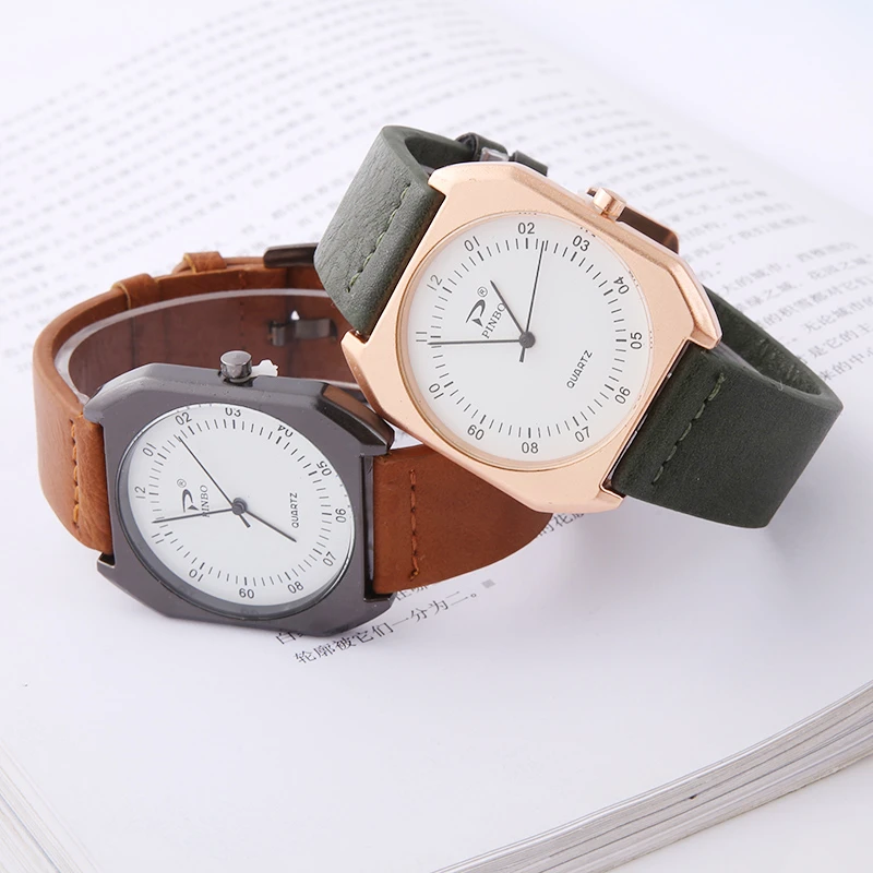 Ультратонкие женские часы модные кварцевые роскошные с кожаным ремешком розовое