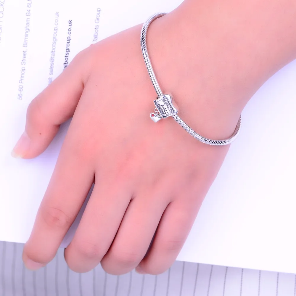 Серебро 925 буквы бусины милый дом семья ювелирные изделия Подходит Серебряный