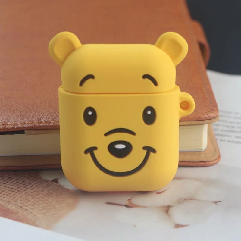 Winnie Милый мультяшный чехол для AirPods, противоударный защитный силиконовый чехол для наушников Apple, аксессуары для зарядного устройства - Цвет: Winnie