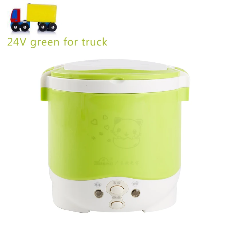 24V green for truck 1Л рисоварка используется в доме 110 В до 220 В или автомобиль 12 В до 24 В достаточно для двух человек с инструкциями на английском языке - Цвет: 24V green for truck