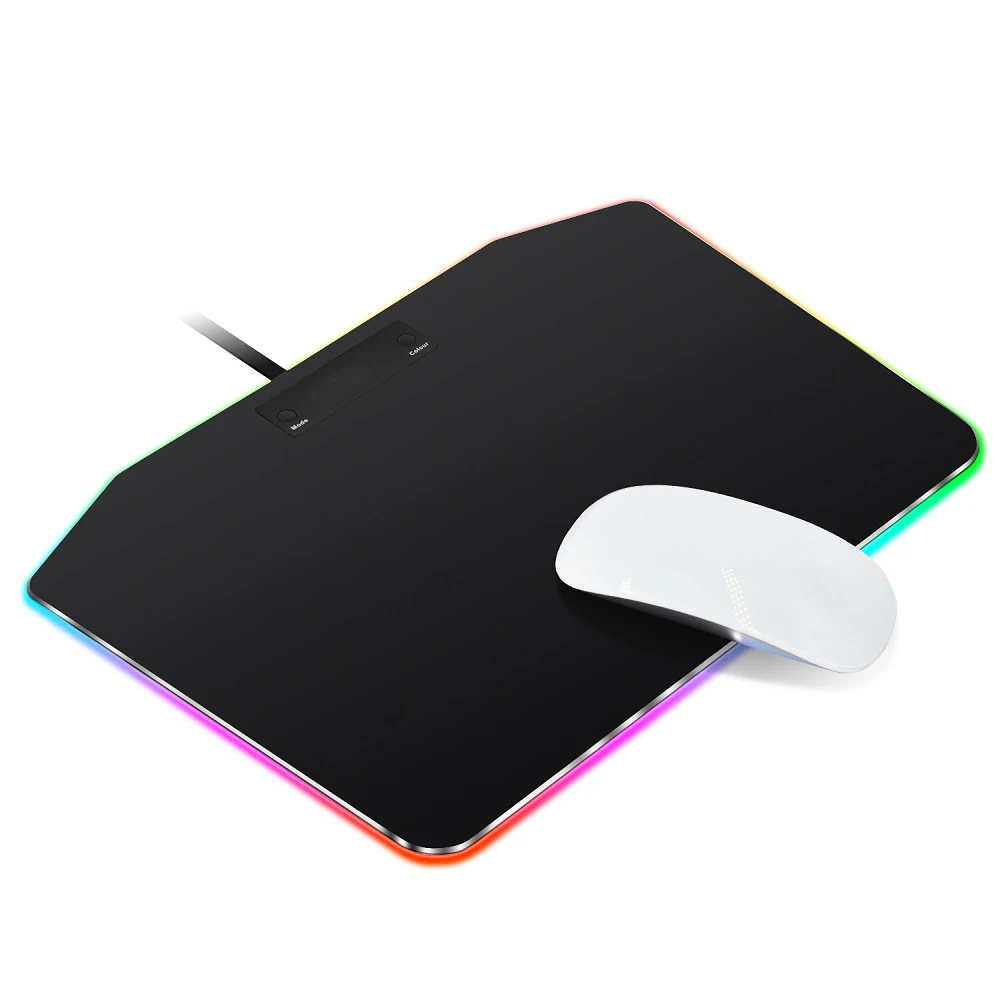 RGB игровой Жесткий коврик для мыши красочный 7 светодио дный светодиодных режимов
