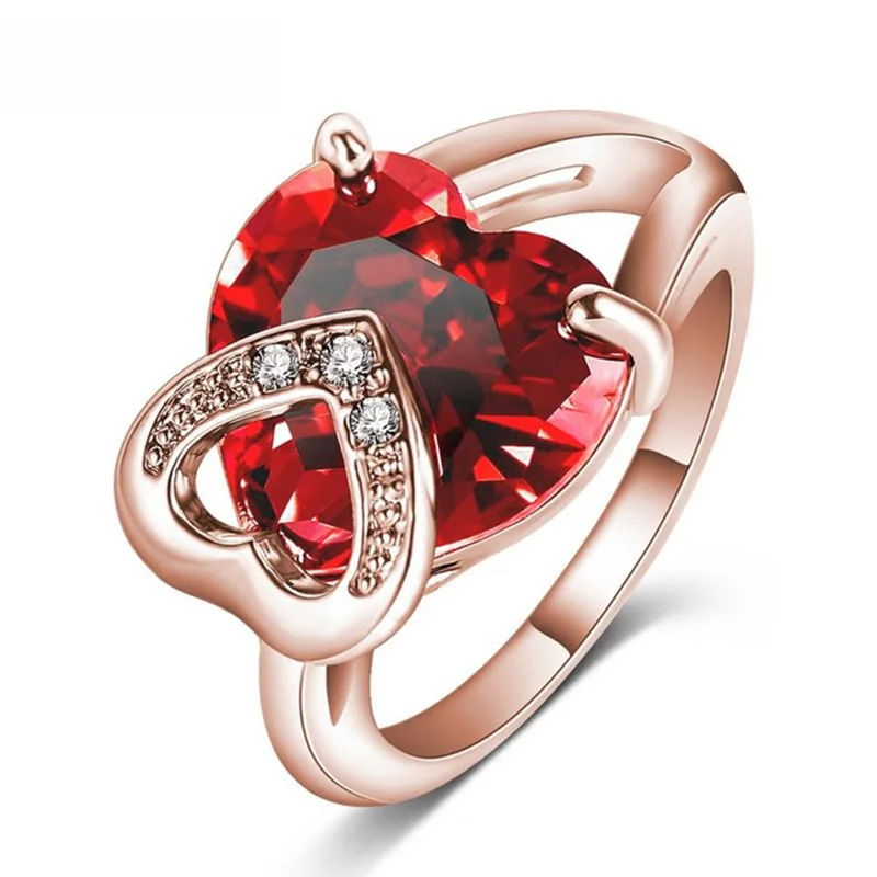 OCESRIO Romantic Ring female Silver/Gold Heart CZ Crystal Rings for women Anillos Wedding Jewelry Valentine's Day Gift rig-a20 |