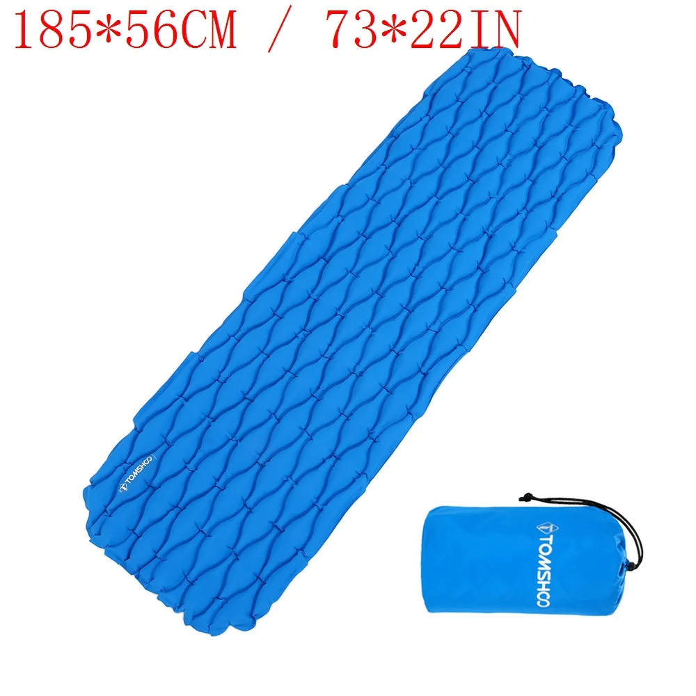 TOMSHOO Outdoor Double Sleeping Pad 2 Person Ultra-light Portable Mattress Inflatable Cushion Mat Camping Mat Pad With Pillow - Цвет: Blue without pillow