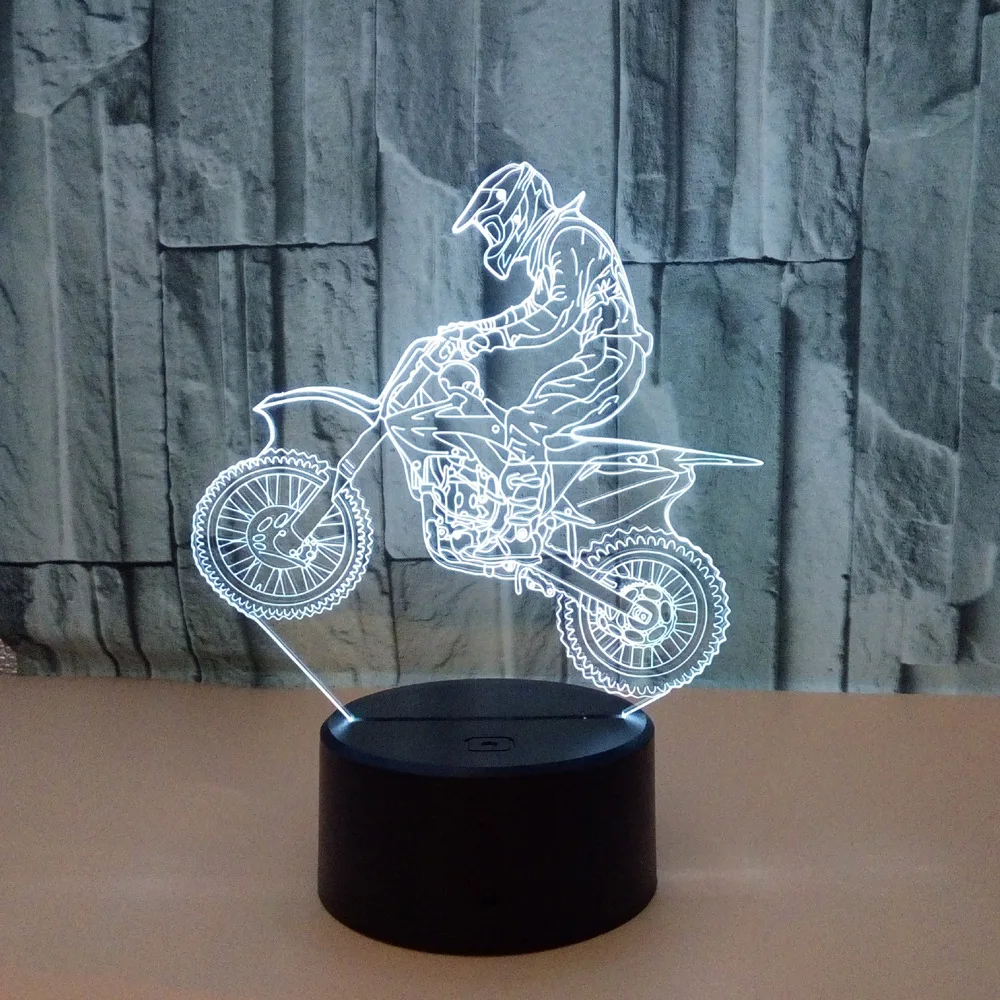 Езда мотоциклистов 3D огни красочный визуальный стерео свет LED градиент