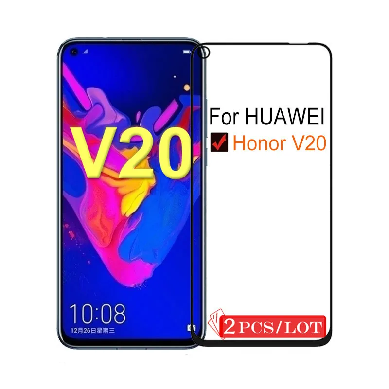 HereCase 2 шт Полное покрытие закаленное стекло для huawei View 20 honor V20 Защита экрана на