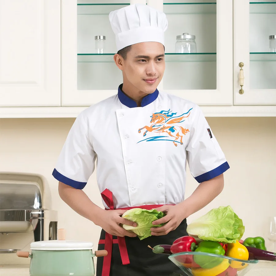 Новая летняя униформа шеф повара с коротким рукавом Комбинезоны для взрослых
