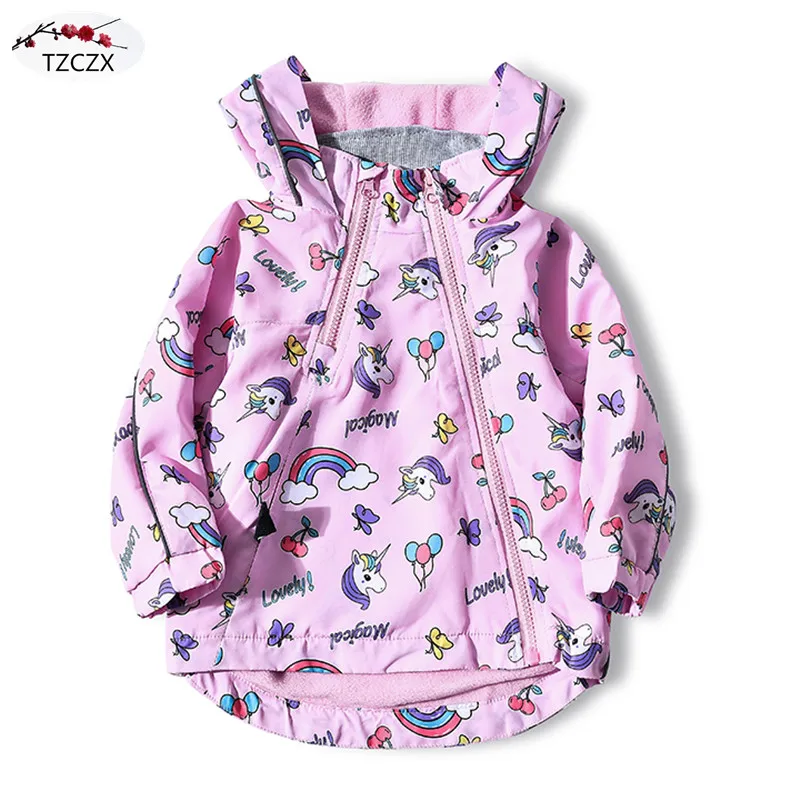 Pink Новые детские куртки для девочек, детские куртки с капюшоном и принтом с героями мультфильмов, пальто и верхняя одежда для девочек на весну-осень - Цвет: Pink