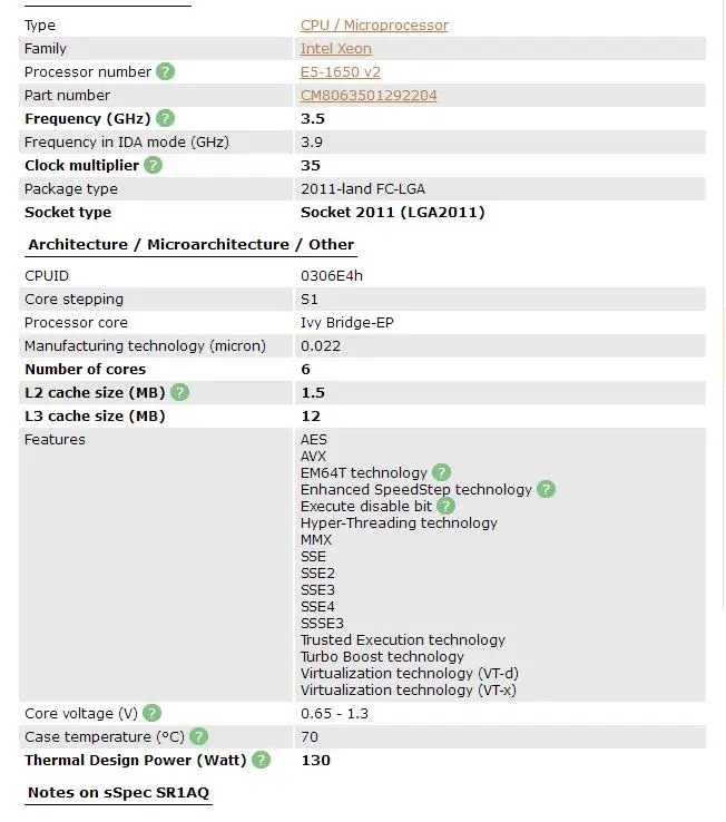 Процессор Intel Xeon E5 1650 V2 серверный процессор под сокет LGA 2011 100% рабочий для