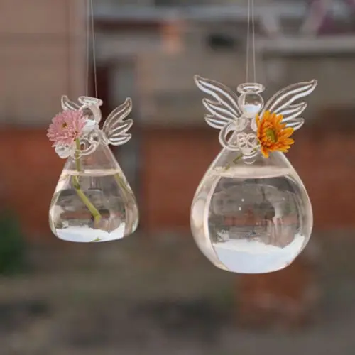Clear Glass Angel Shape Flower Plant Hanging Vase Home Office Wedding Decor 1pcs | Дом и сад