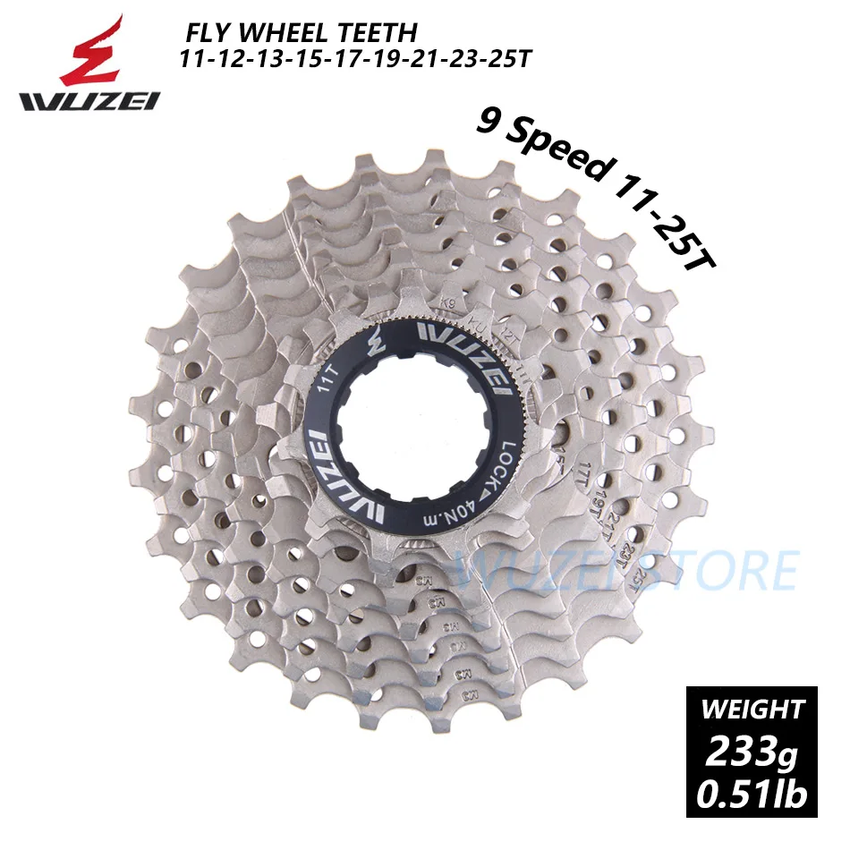 9 Speed 11-25T Wuzei 8/9/10/11 Скорость дорожный велосипед свободного хода 25/28/32/36 футболка с надписями и рисунком в колеса 18/20/24/27/30S Кассета звездочки Сталь все Размеры велосипеда Запчасти - Цвет: 9 Speed 11-25T