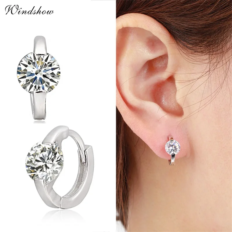 Симпатичные Круглые серьги кольца из стерлингового серебра 925 пробы с маленькой