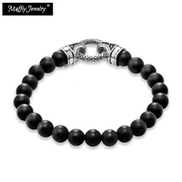 black onyx silver clasps bracelets2017 beads heart super deals gift in silvereurope style rebel jewelrygift for men women