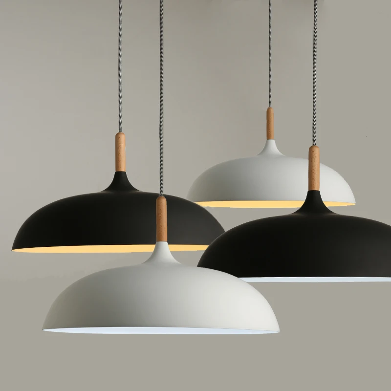 Lámparas colgantes minimalistas y modernas, lámpara de madera y aluminio E27, luces colgantes de 110V y 220v para decoración artística de moda, luminaria