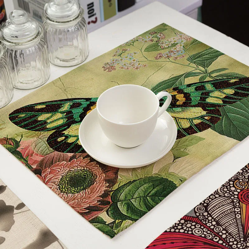 1 шт. кухонная подстилка с рисунком бабочки коврик для обеденного стола хлопковая