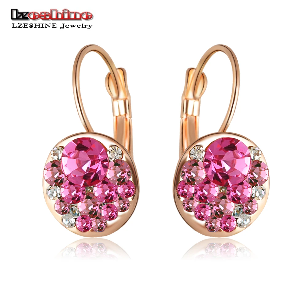 LZESHINE брендовые нежные женские серьги гвоздики цвета розового золота с