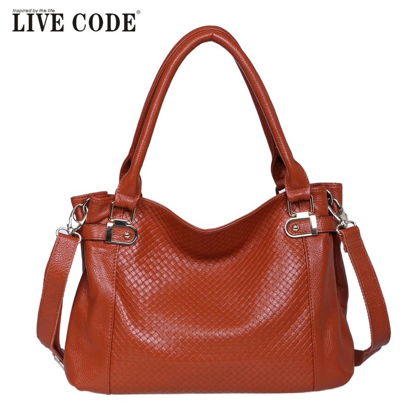 Livecode women's genuine leather handbag fashion cowhide knitted one shoulder messenger bag |