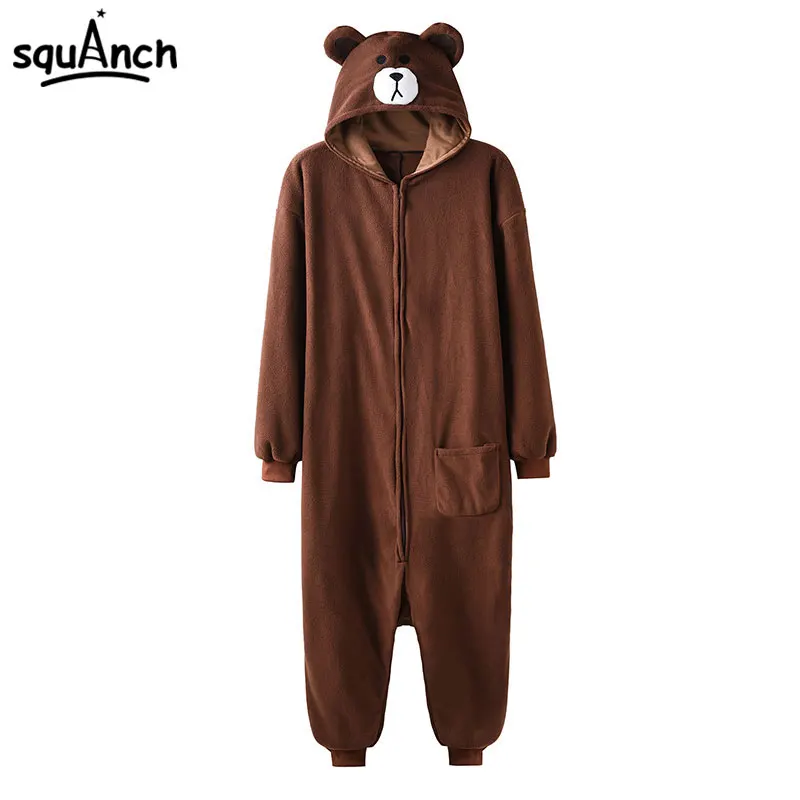 Animal Onesie Plus XXL Bear Kigurumis 150-190 Cm Adult Women Men Pajama Sleep Overall Polar Fleece Zipper Jumpsuit