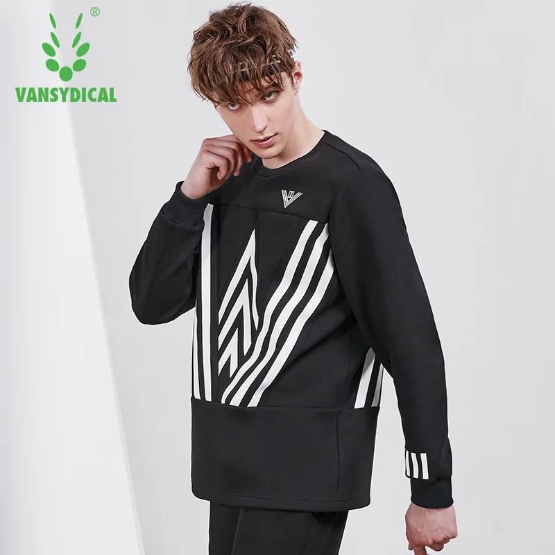 Vansydical Autumn Winter Fitness Running Sports Tops Men's Cotton Printed Long Sleeve Pullovers Workout Training Sweatshirts | Спорт и
