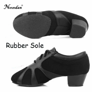 Кроссовки мужские кожаные для бальных танцев, современные, профессиональные, Бальные, латинского Танго, сальса, каблук, черные, Размеры 25-40