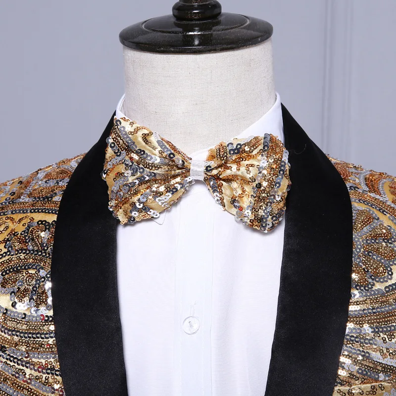 Новый 2017 Золотой Желтый Блестки с длинными рукавами для свадебной вечеринки