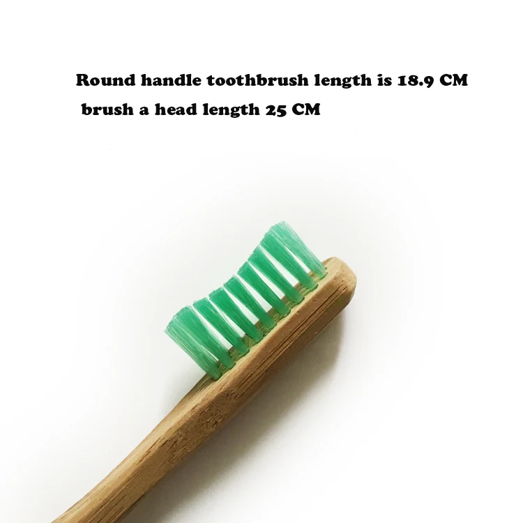 Круглая зубная щетка с деревянной ручкой зеленая волнистая мягкая бамбуковый