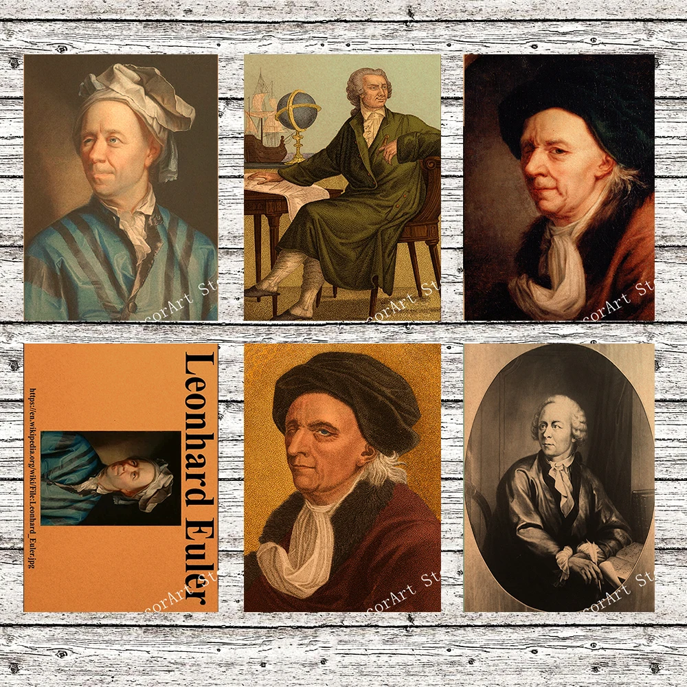 Leonhard Euler Mathematician Холст Картина винтажная Настенная картина плакат из крафт бумаги