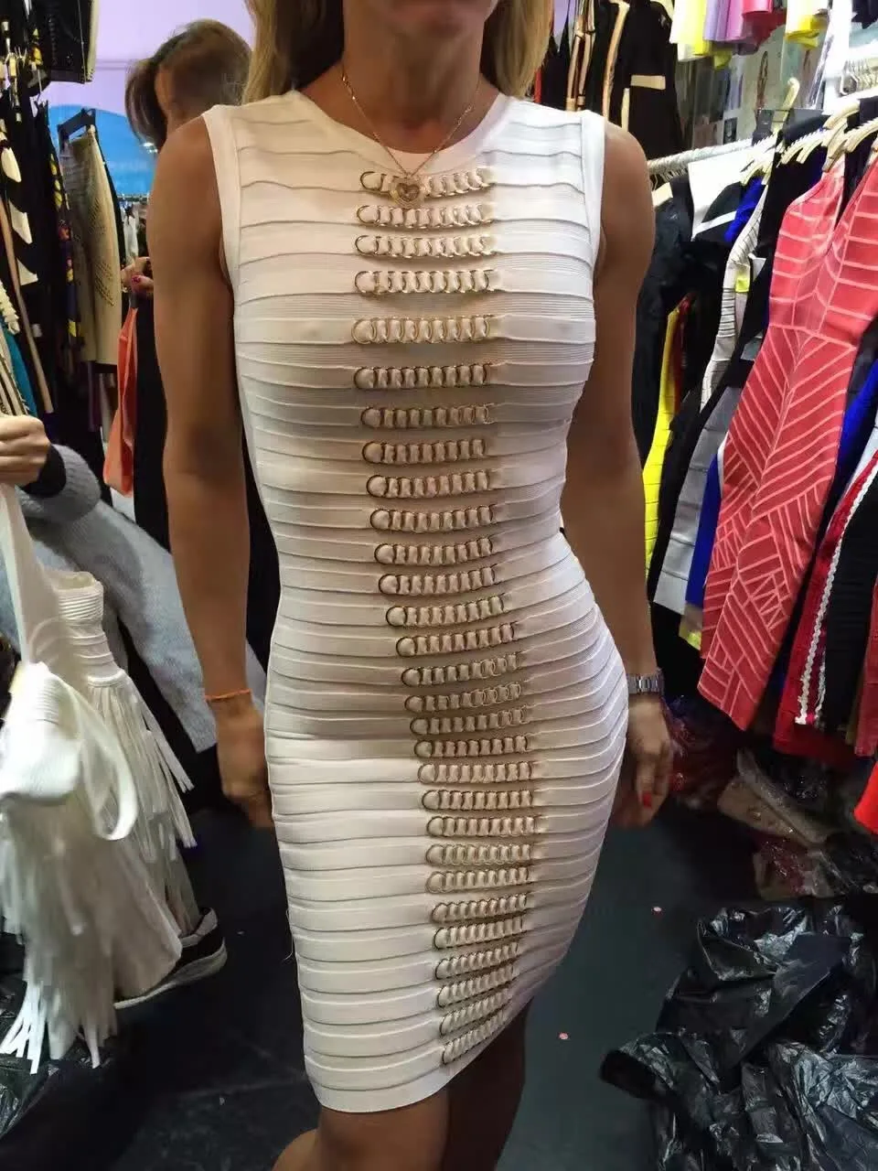 Женское летнее сексуальное Белое эластичное Бандажное платье знаменитостей hl