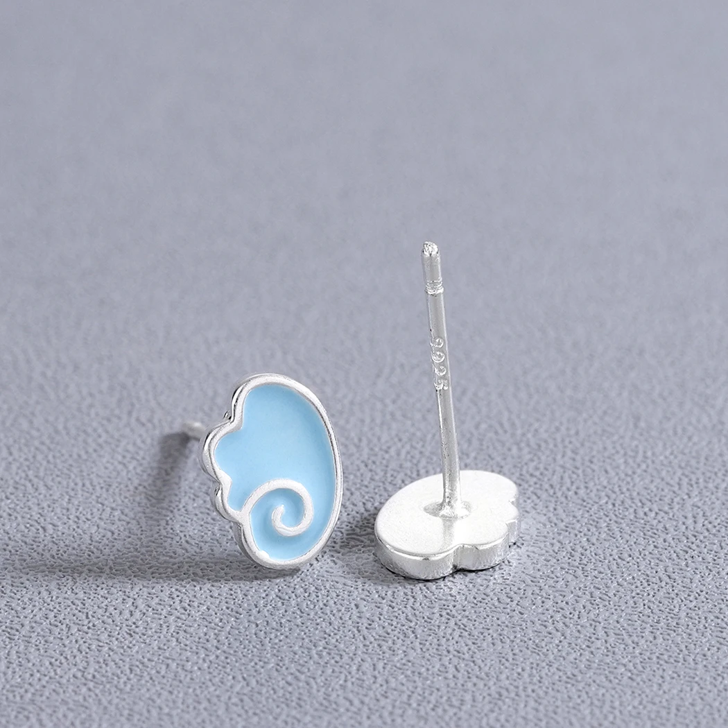 Женские Геометрические серьги Kinitial серьги-пусеты с синими облаками | Украшения и