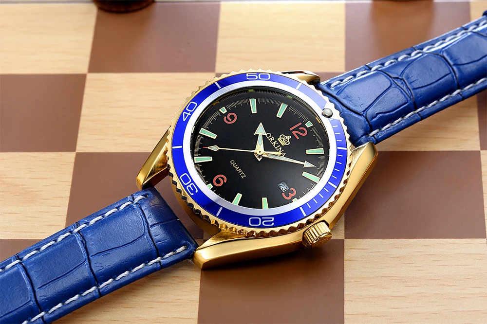MG. ORKINA модные повседневные мужские часы с поворотным ободком Reloj Hombre Japan Miyota Move Мужские t часы Мужские Аналоговые Кварцевые Мужские наручные часы