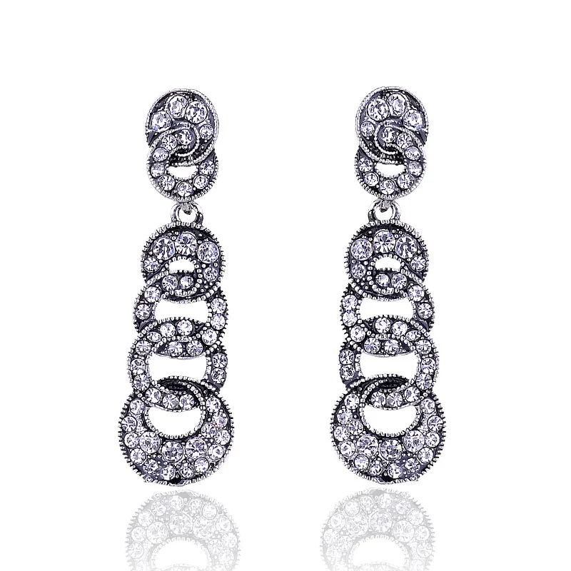 Женские серьги подвески LUBOV в виде кругов сверкающие со стразами|dangle drop earings|dangle