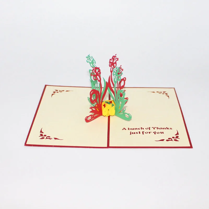 3D лазерная резка ручной работы Красочные нарциссы бумажные Пригласительные