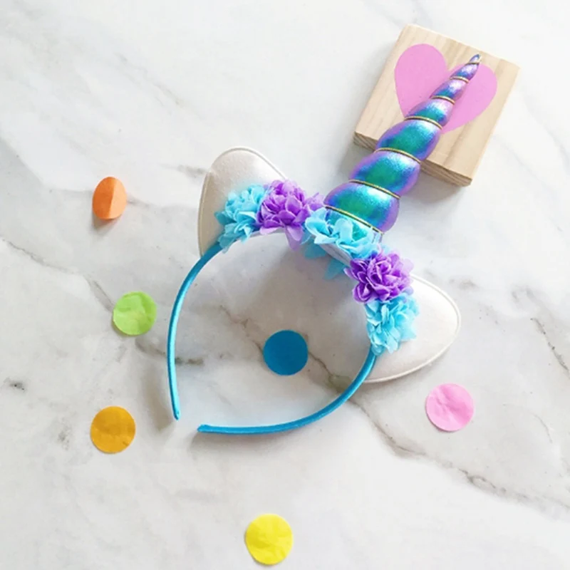 Детский DIY Блестящий металлический Единорог повязка на голову для девочек и детей Пасхальный бонус для цветов вечерние аксессуары для волос DIY