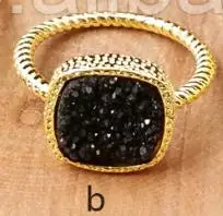 WT-R259, модные титановые кольца Druzy для женщин, ювелирные изделия, очаровательные титановые камни Друза, кольца с 24K золотом, гальванические женские кольца - Цвет основного камня: b