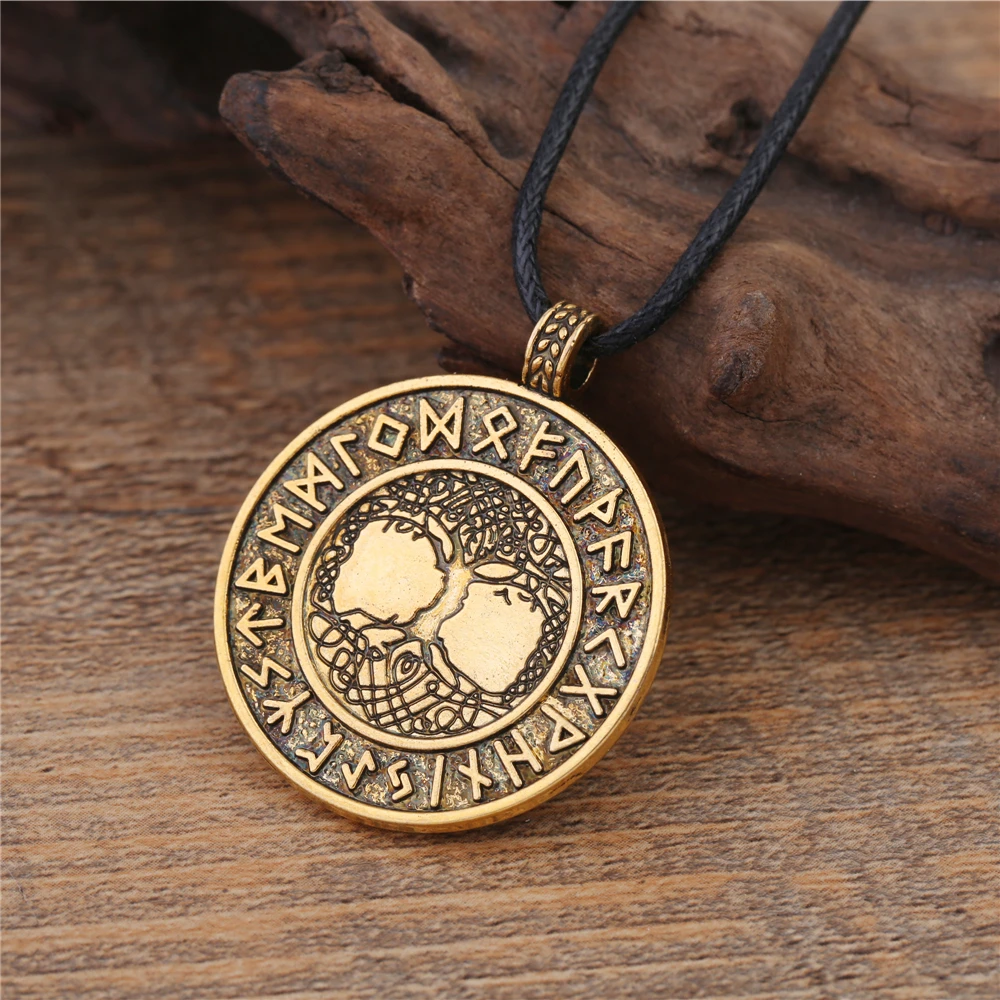 

Dawapara The Tree Of Life Runes Nordic Viking Norse Runic Amulet Pendant Necklace