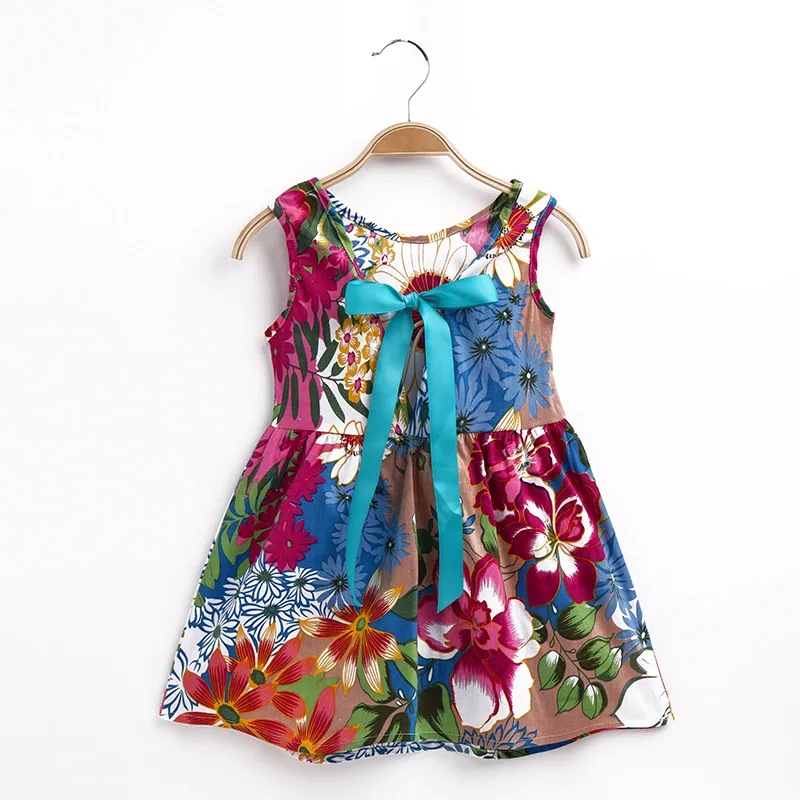 Unini-yun Baby Girls Summer Dress New Brand Kids Print Party for Children Bohemian Fashion Clothes sbebes kids dress | Детская одежда и