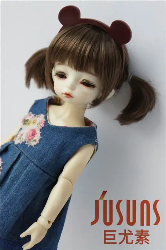 JD387 1/12 1/8 1/6 милый два пони BJD синтетический мохеровый парик Размер 3-4 дюйма 5-6 дюймов 6-7 дюймов мягкие волосы Стиль Мода куклы аксессуары - Цвет: 3-4inch Medium Brown