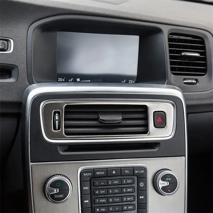 Silver Автомобильный Стайлинг внутренняя отделка кондиционера CD панель управления декоративные наклейки Чехлы для volvo S60- авто аксессуары - Название цвета: Silver