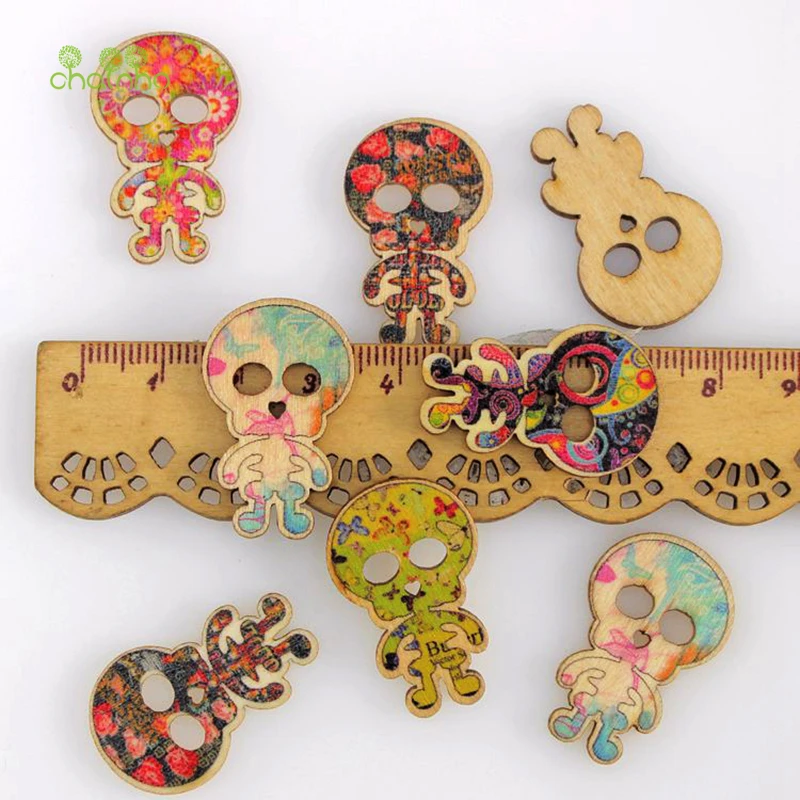 Смешанная 3 деревянная кнопка с отверстиями для самостоятельного скрапбукинга