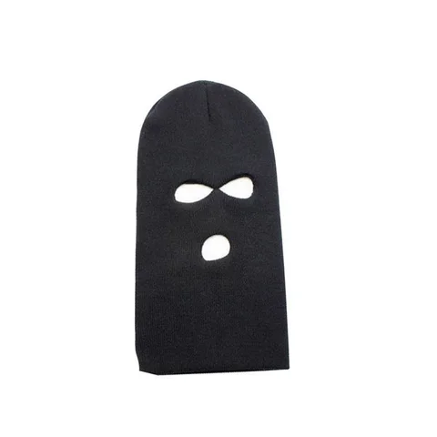 Черная Лыжная маска на все лицо, облегающая шапка с 3 отверстиями, лыжная шапка для мужчин и женщин, черная Балаклава, капюшон, теплая ветрозащитная зимняя защита для ушей унисекс