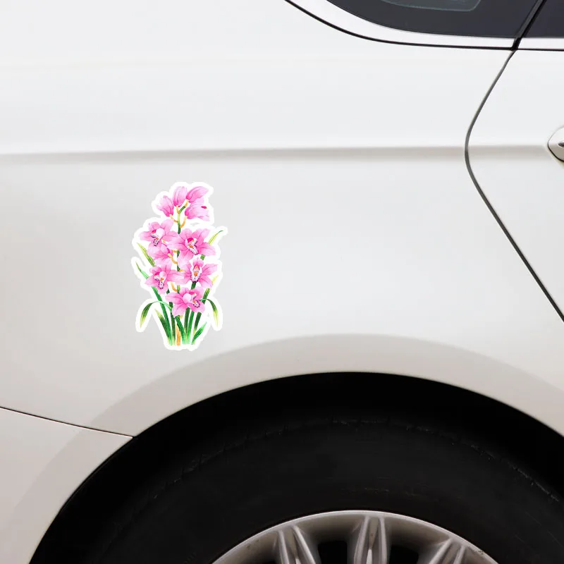 YJZT 8*14.5CM Coolest Orchid Flowers Decor Car Stickers High Quality Personalized 11A0886 |