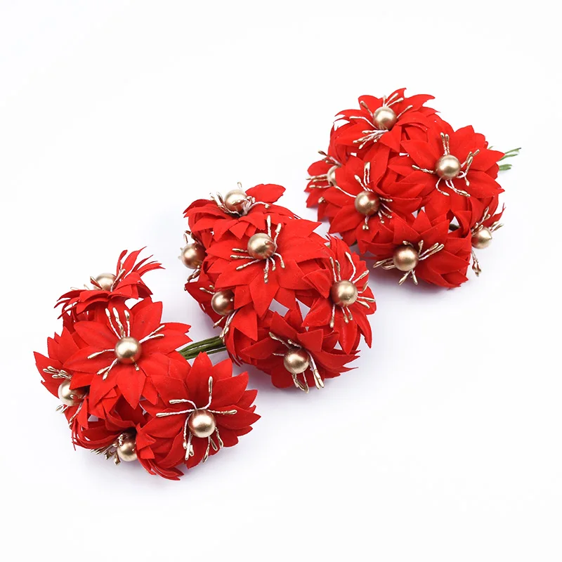 6pcs Decorative flowers wreaths christmas home decoration accessories scrapbook DIY Bridal wrist flower gifts artificial flowers