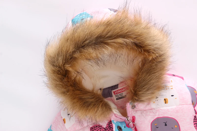 Winter Jackets for Girls Kids Fashion Cute Printed Parka Coats Thick Fleece Warm Children Fur Hooded | Детская одежда и обувь