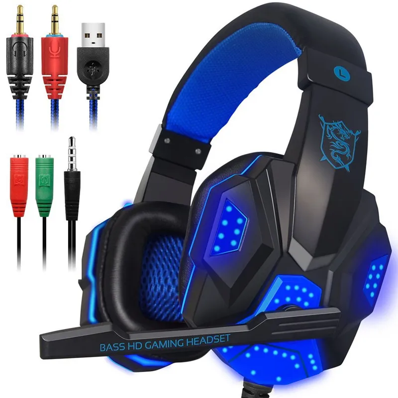 

10 PCS Stereo Gaming Headset for Xbox one PS4 PC Surround Sound Over-Ear Headphones with Mic Noise Cancelling LED Lights