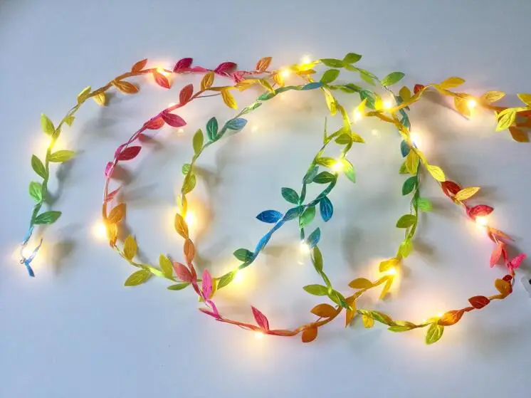 Multicolor leaves Листья гирлянда Волшебные светодиодные фонарики медная проволочная Гирлянда Свет батарея Крытая гирлянда для свадьбы Вечерние рождественские украшения для дома - Испускаемый цвет: Multicolor leaves