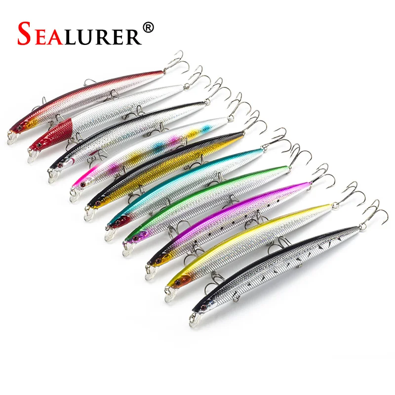 10pcs Long Minnow Fishing Lure Plastic Hard Bait 18cm 26g Isca Artificial Crankbait Pike Like Wobbler 10 Colors 3 Hooks | Спорт и