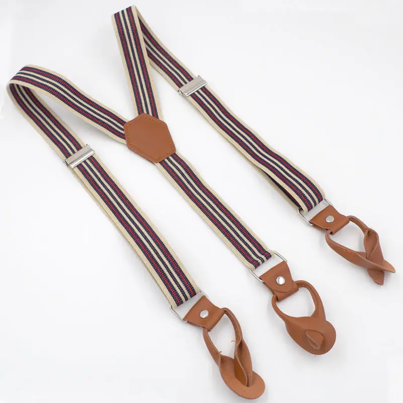 Мужские подтяжки из искусственной кожи регулируемые эластичные с пуговицами для