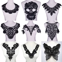 black flower sewing craft lace fabric garment motif embroidery lace neckline collar diy sewing applique lace trim