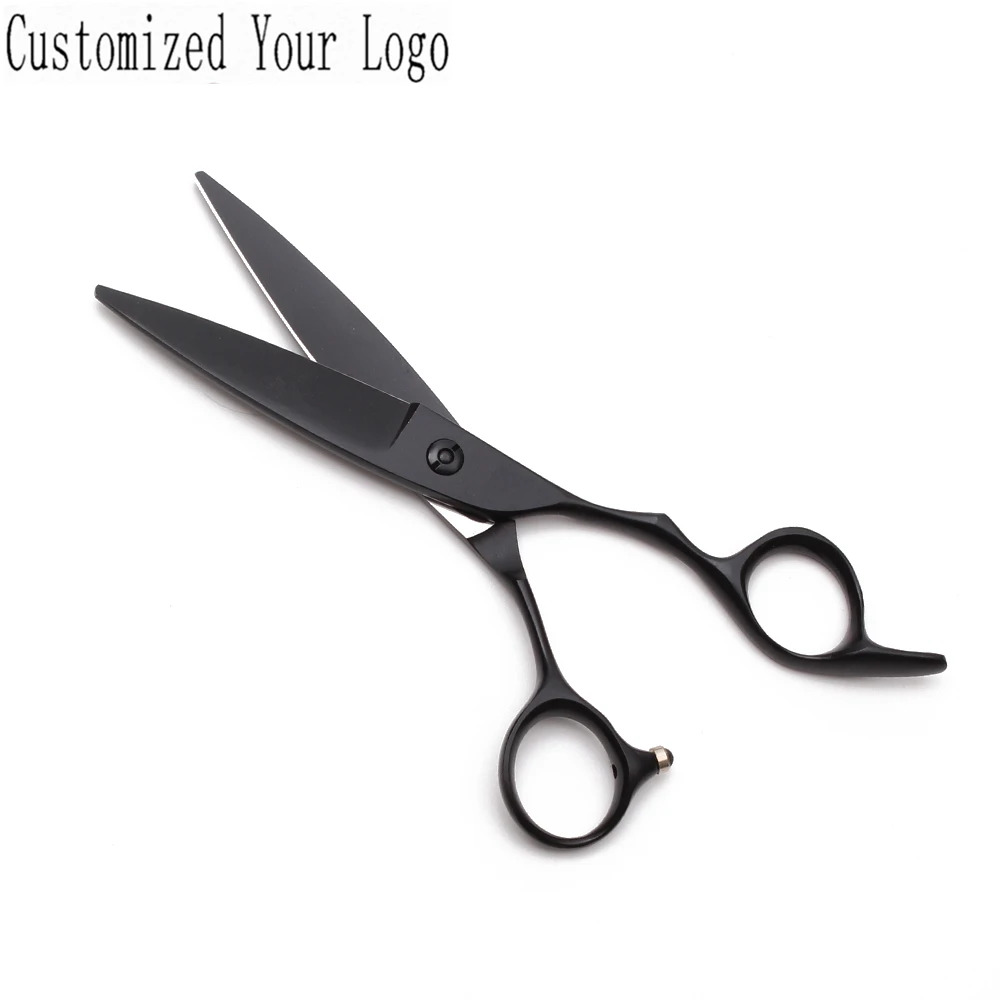

6 "17 см Индивидуальные лого JP 440C черный салон парикмахерские принадлежности микро пилообразные ножницы для резки профессиональные ножницы ...